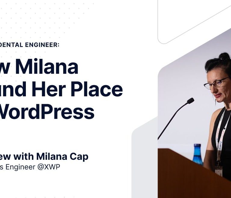 Image showing the title of the article and picture of Milana speaking at WordCamp conference.